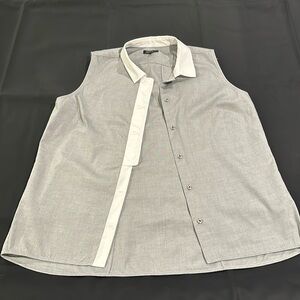 Light grey, sleeveless with white trim. Never worn.